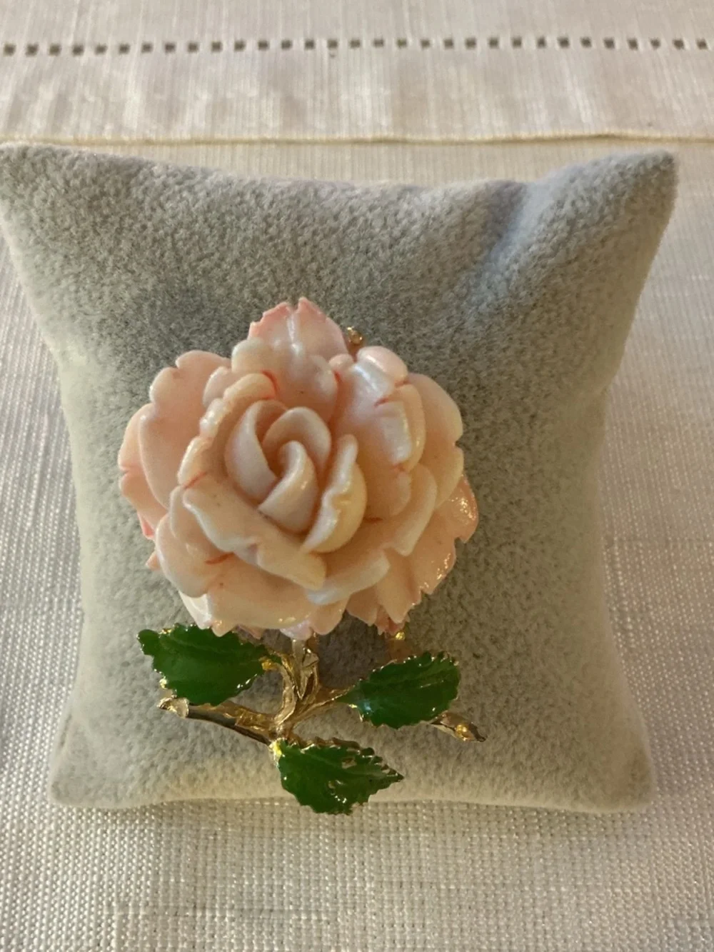 Pink Thermoplastic Roses Brooch and Bracelet linked bracelet